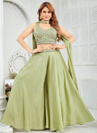 Green Silk Embroidered and Zari Work Readymade Salwar Suit