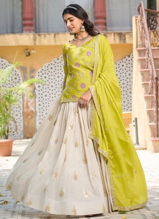 Green Silk Embroidered Work Readymade Lehenga Choli
