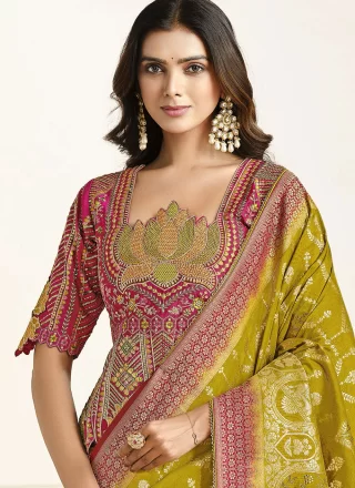 Green Silk Fancy, Weaving and Zari Work Classic Sari