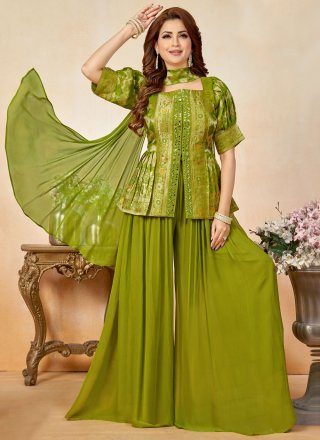 Green Silk Palazzo Salwar Suit