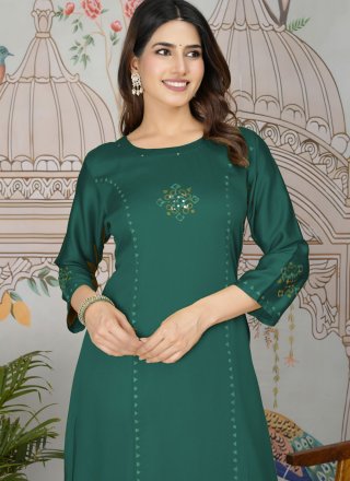 Green Silk Party Wear Kurti