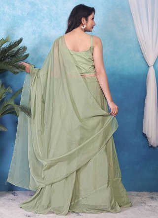 Green Silk Plain Work Readymade Lehenga Choli for Ceremonial