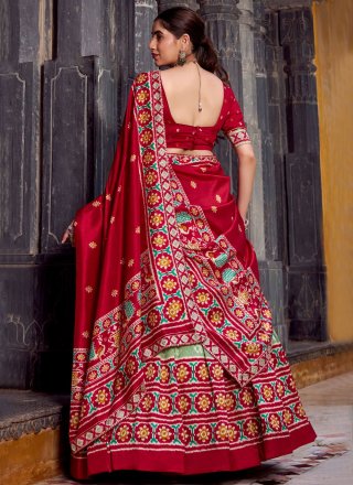 Green Silk Print Work Lehenga Choli for Ceremonial
