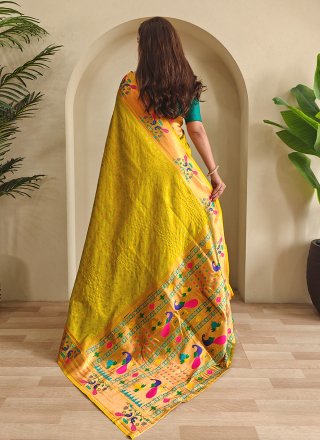 Green Silk Woven Work Classic Sari for Ceremonial