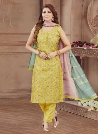 Green Tissue Embroidered Work Salwar Suit