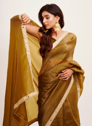 Green Tissue Mirror Work Classic Sari for Ceremonial