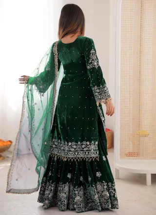 Green Velvet Readymade Salwar Suit