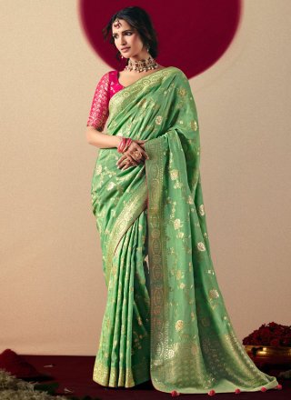 Green Viscose Classic Sari