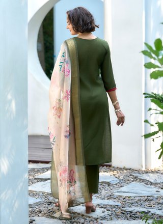 Green Viscose Embroidered Work Salwar Suit