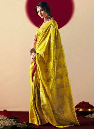 Green Viscose Weaving Work Contemporary Saree