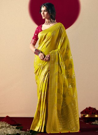 Green Viscose Weaving Work Contemporary Saree