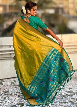 Green Weaving Work Silk Designer Sari