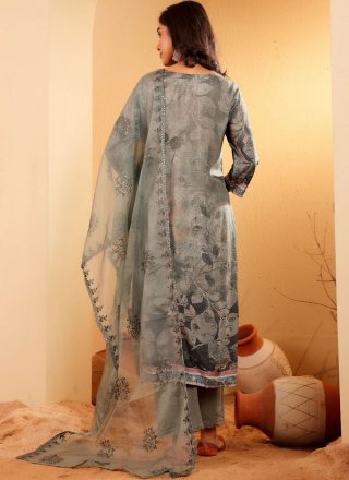 Grey Art Silk Salwar Suit