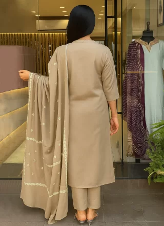 Grey Cotton Salwar Suit with Embroidered and Print Work