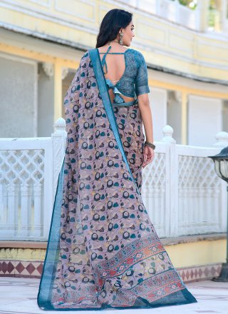 Grey Cotton Trendy Saree