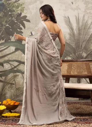 Grey Georgette Classic Saree
