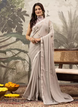 Grey Georgette Classic Saree