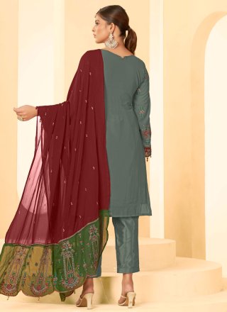 Grey Georgette Salwar Suit