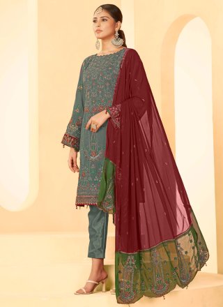 Grey Georgette Salwar Suit