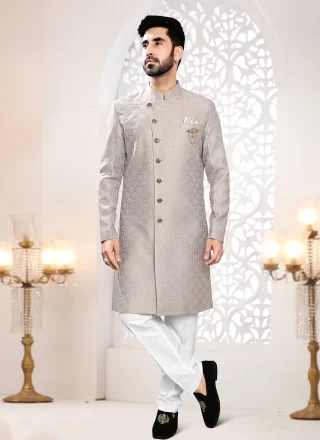 Grey Jacquard Indo Western