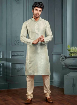 Grey Jacquard Kurta Pyjama