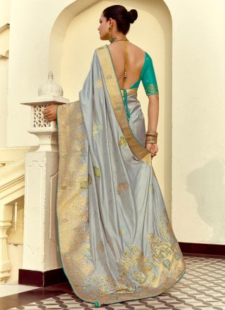 Grey Pure Dola Classic Saree
