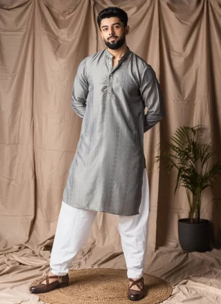 Grey Rayon Kurta Pyjama