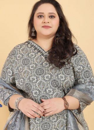 Grey Rayon Readymade Salwar Suit
