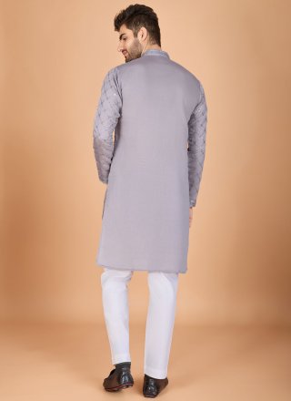 Grey Silk Kurta Mens Wear