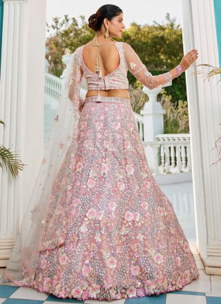 Grey Tissue Embroidered, Sequins, Thread and Zari Work Lehenga Choli for Engagement