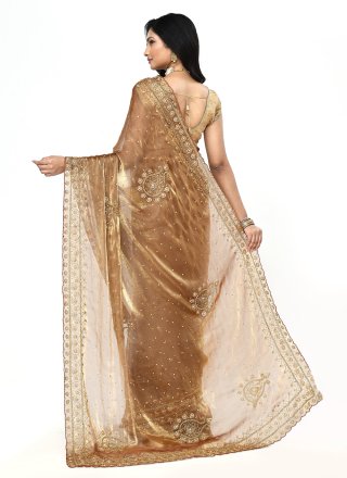 Hand Work JIMMY CHU Classic Saree In Gold Color