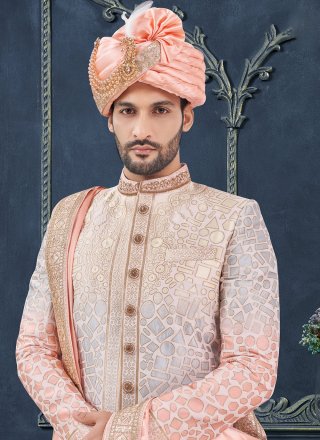Hand Work Silk Sherwani Mens Wear In Multi Colour for Ceremonial