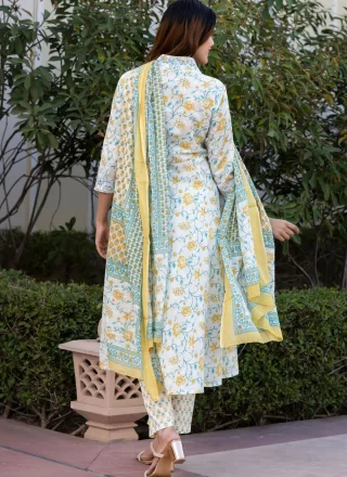 Haute White Cotton Readymade Style Suit