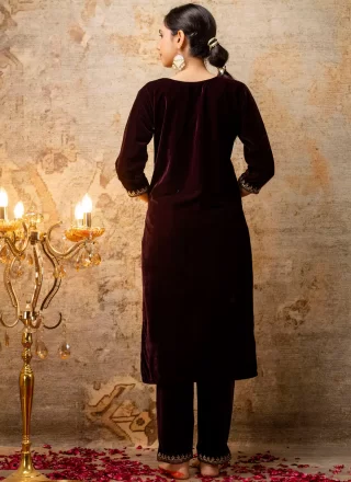 Heavenly Maroon Velvet Salwar Suit