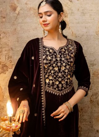 Heavenly Maroon Velvet Salwar Suit