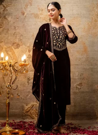Heavenly Maroon Velvet Salwar Suit