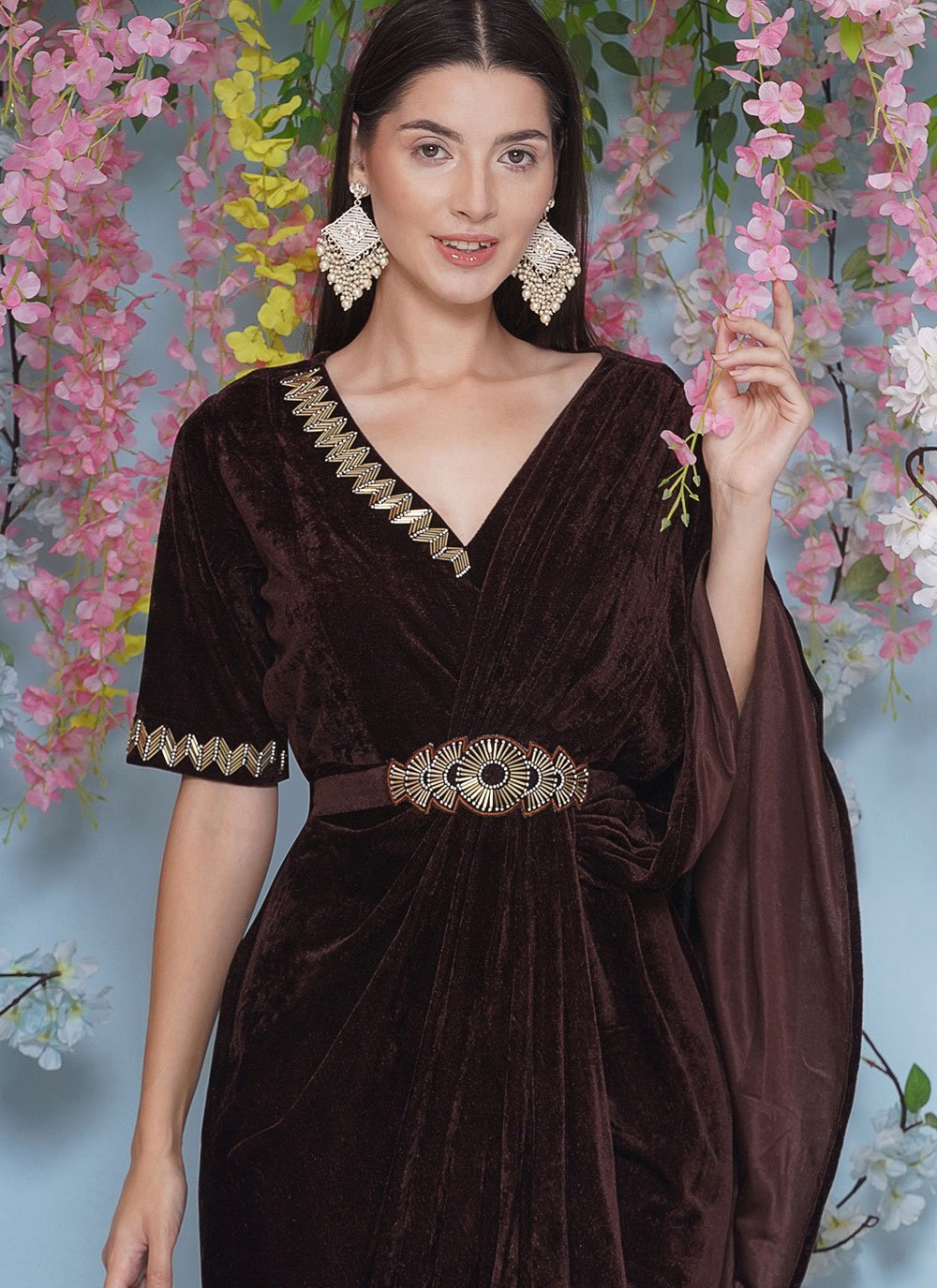 Buy Honourable Black Velvet Gown : 306914 -