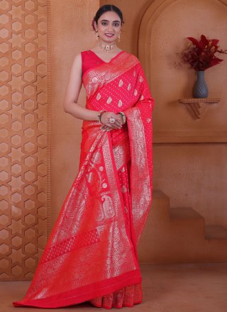 Hot Pink Silk Traditional Saree