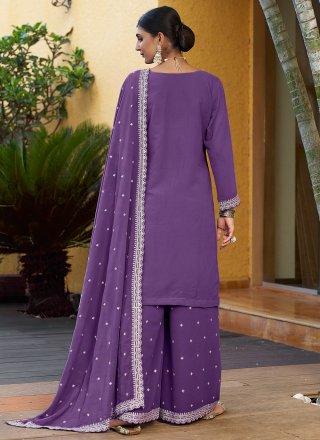 Hypnotic Lavender Georgette Salwar Suit with Embroidered, Resham and Sequins Work
