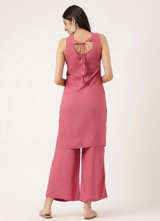 Hypnotic Pink Rayon Designer Kurti with Embroidered Work