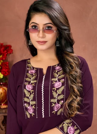 Hypnotizing Purple Cotton Designer Kurti