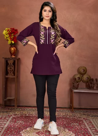 Hypnotizing Purple Cotton Designer Kurti