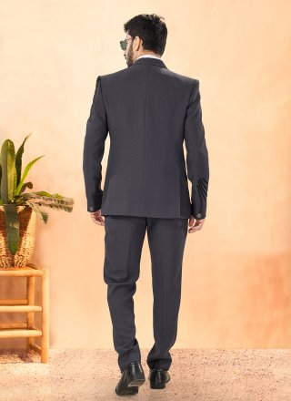 Ideal Grey Suiting Tuxedo Suit with Hand Work