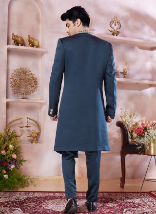 Immaculate Green Banarasi Silk Sherwani Mens Wear