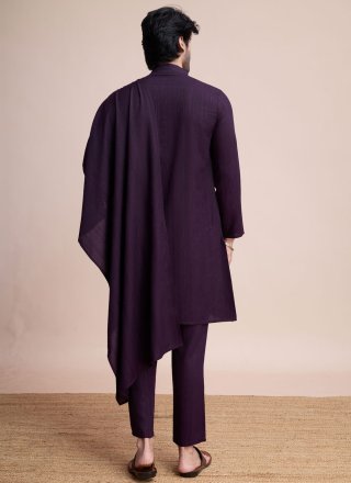Imperial Purple Viscose Kurta Pyjama with Mirror Work