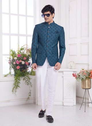 Imported Jodhpuri Jacket In Teal colour