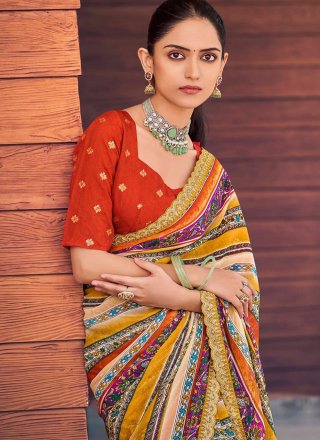 Imposing Yellow Weight Less Designer Saree