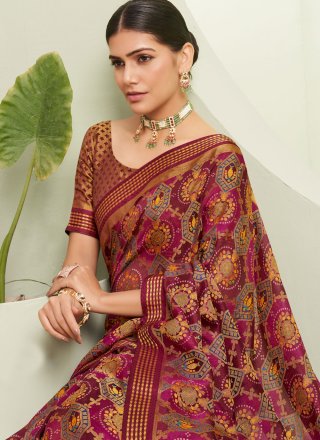 Impressive Purple Georgette Traditional Saree