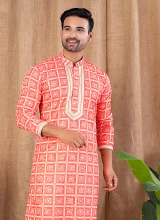 Impressive Red Art Silk Kurta Pyjama