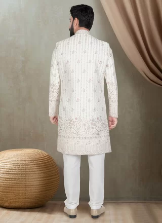 Incredible Off White Silk Indo Western